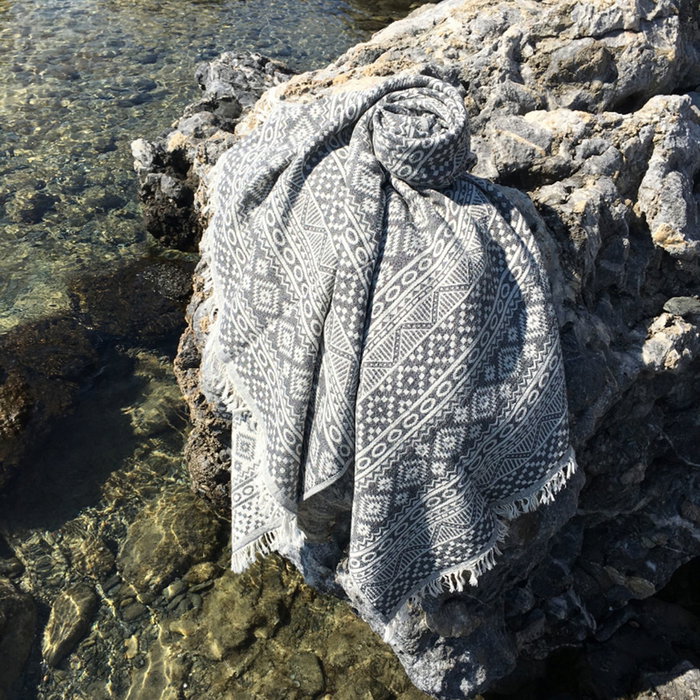 Mijölnir Toalla de playa Fouta Negro y beige
